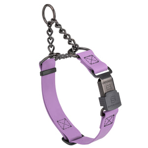 Amethyst Purple Biothane martingale collar with black Herm Sprenger buckle and black hardware, 3/4 inch wide, adjustable