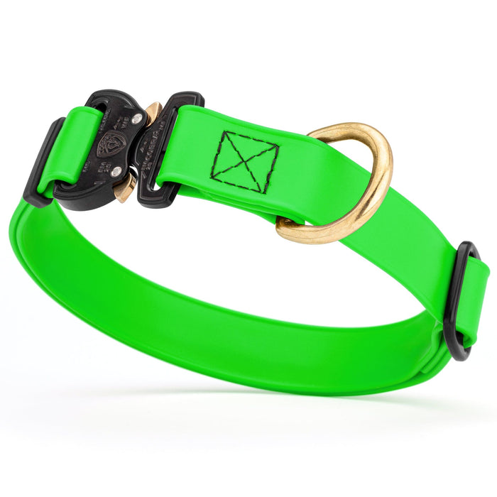 Tropical Green Biothane dog collar with Cobra buckle and D-ring, waterproof, adjustable