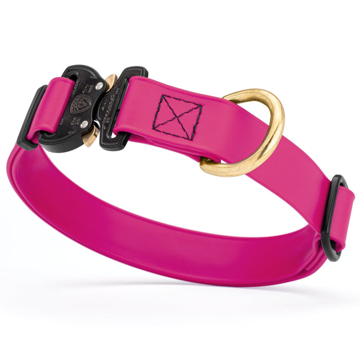 Magenta Pink Biothane dog collar with Cobra buckle and D-ring, waterproof, adjustable