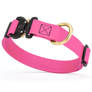 Passionfruit Pink Biothane dog collar with Cobra buckle and D-ring, waterproof, adjustable