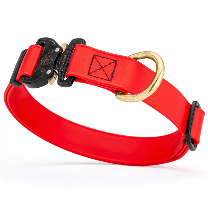 Cherry Red Biothane dog collar with Cobra buckle and D-ring, waterproof, adjustable