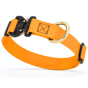 Tangerine Orange Biothane dog collar with Cobra buckle and D-ring, waterproof, adjustable