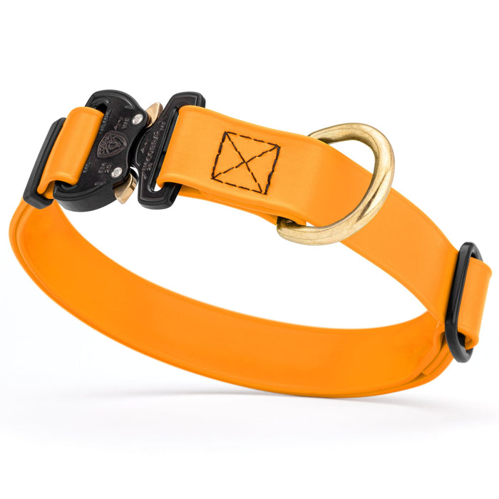 Tangerine Orange Biothane dog collar with Cobra buckle and D-ring, waterproof, adjustable
