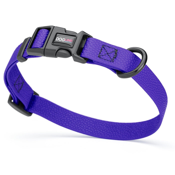 Blueberry Biothane dog collar with pebble textured surface, quick release buckle and welded D-ring, width 3/4 inch