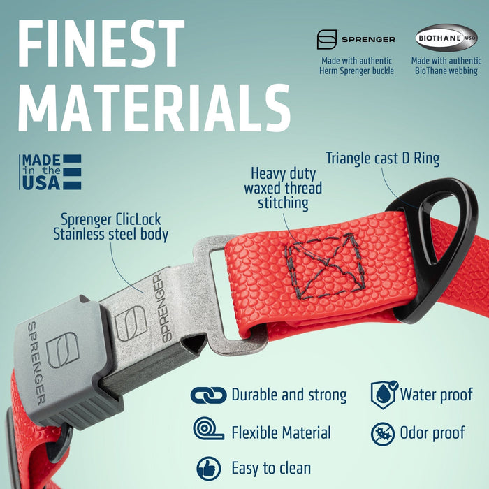 Dogline Pebble Emboss Biothane Dog Collar with Herm Sprenger Stainless Steel ClicLock Buckle