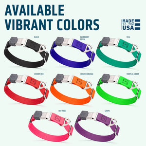 Pebble Grip Biothane collars for dogs are available in 8 colors