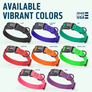 Pebble Emboss Biothane collars for dogs are available in 8 colors