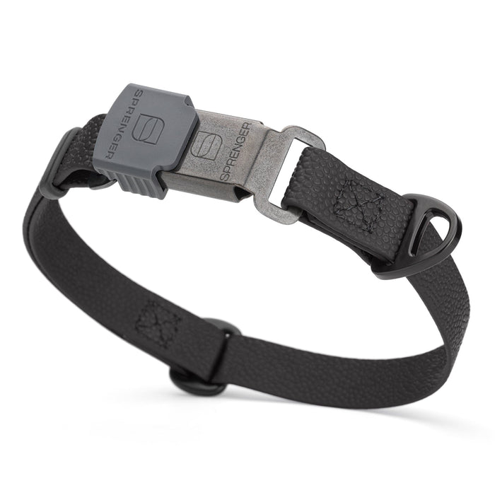 Black Pebble Emboss Biothane dog collar with Herm Sprenger ClicLock black buckle, 3/4 inch wide