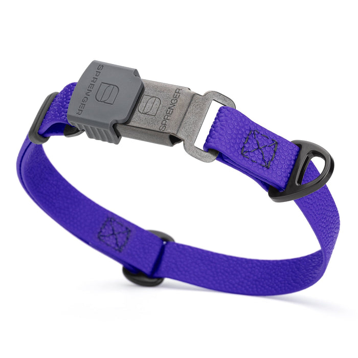 Blueberry Pebble Emboss Biothane dog collar with Herm Sprenger ClicLock black buckle, 3/4 inch wide