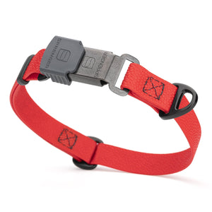 Cherry Red Pebble Emboss Biothane dog collar with Herm Sprenger ClicLock black buckle, 3/4 inch wide