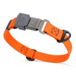 Hunter Orange Pebble Emboss Biothane dog collar with Herm Sprenger ClicLock black buckle, 3/4 inch wide