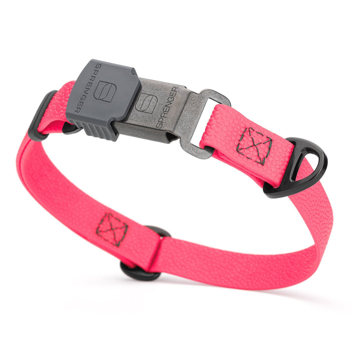 Hot Pink Pebble Emboss Biothane dog collar with Herm Sprenger ClicLock black buckle, 3/4 inch wide