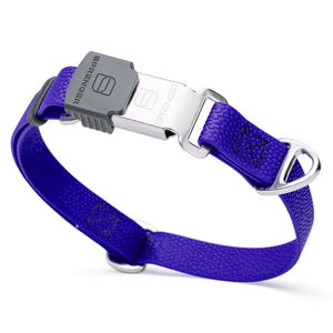 Pebble embossed Biothane dog collar with Herm Sprenger Cliclock silver buckle, 3/4 inch wide, Blueberry Royal