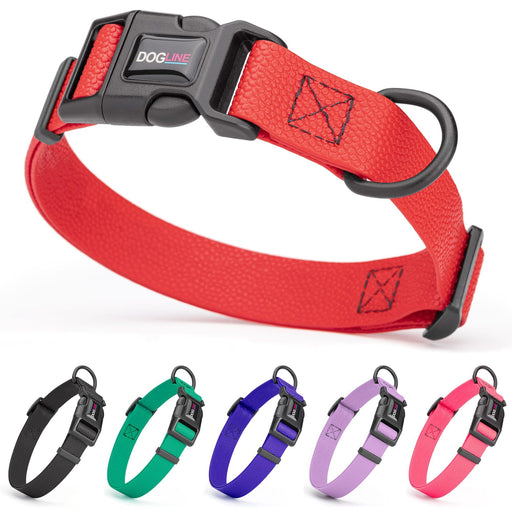 Pebble Emboss Biothane dog collar with quick release buckle. Red, black, teal, blue, purple, pink, and 2 other colors available