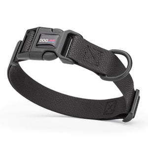 1 inch dog collar with quick release buckle and D-ring, made from Pebble Grip Biothane, Black