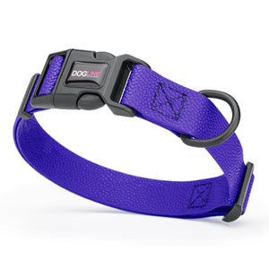 1 inch dog collar with quick release buckle and D-ring, made from Pebble Grip Biothane, Blueberry Royal