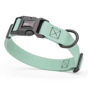 1 inch dog collar with quick release buckle and D-ring, made from Pebble Grip Biothane, Sage Green