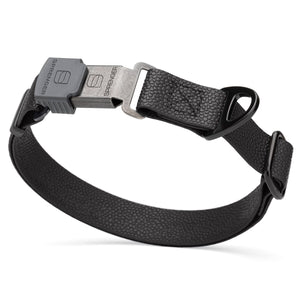 Black Biothane dog collar with pebble textured coating and Herm Sprenger ClicLock black buckle, 1 inch wide, adjustable
