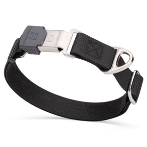 1 inch Biothane dog collar with pebble embossed coating and Herm Sprenger Cliclock buckle, 1 inch wide, Black