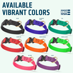 Pebble Embossed Biothane collars for dogs with Cobra buckle are available in 8 colors