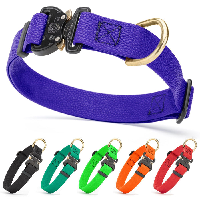 Pebble Biothane dog collars with Cobra buckle and metal hardware, adjustable, blue, black, teal, green, orange, red and other colors available