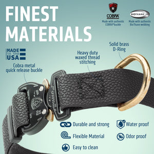 Dogline Pebble Emboss BioThane Dog Collar with Heavy Duty Cobra Buckle
