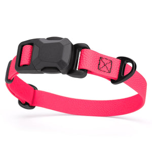 Hot Pink Biothane dog collar with pebble textured coating and magnetic buckle, 3/4 inch wide, adjustable length