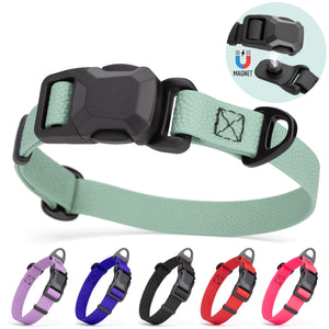 Pebble Emboss Biothane dog collar with magnetic buckle and metal D-ring, adjustable. Sage green, purple, blue, black, red, pink and other colors available