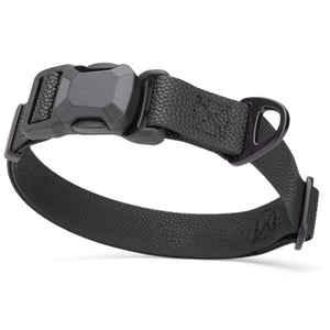 Pebble Biothane dog collar with magnetic buckle and metal D-ring, 1 inch wide, Black