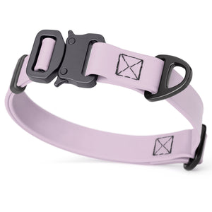 Pastel Purple dog collar with metal buckle and D-ring, 3/4 inch wide, adjustable, made from waterproof Biothane