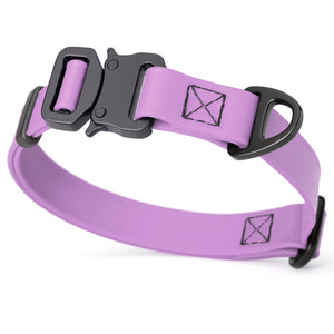 Amethyst Purple dog collar with metal buckle and D-ring, 3/4 inch wide, adjustable, made from waterproof Biothane