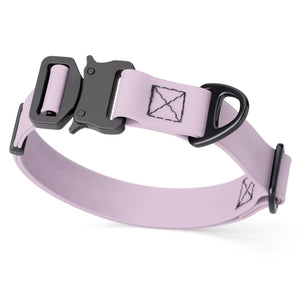 Pastel Purple Biothane dog collar with metal buckle and D-ring, 1 inch wide, adjustable