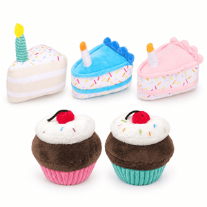 Colección de minipeluches para perros: magdalenas y trozos de tarta