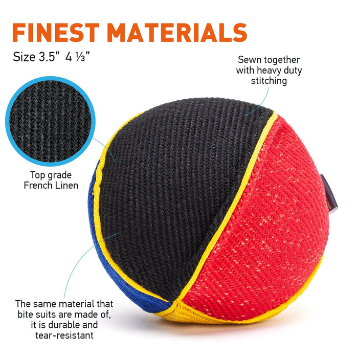FDT Multi-Color French Linen Ball Tug Toy - with Squeaker OR with Handle