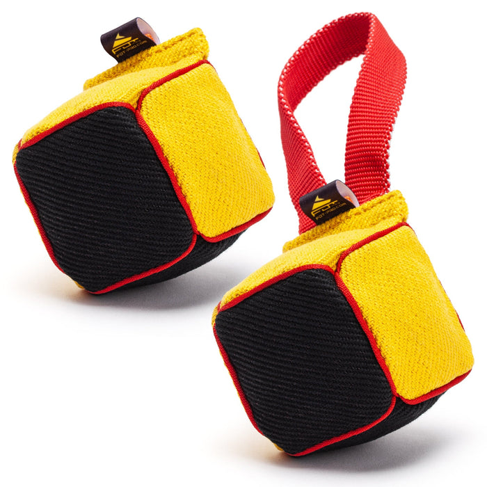 FDT Multi-Color French Linen Cube Tug Toy - with Squeaker OR with Handle