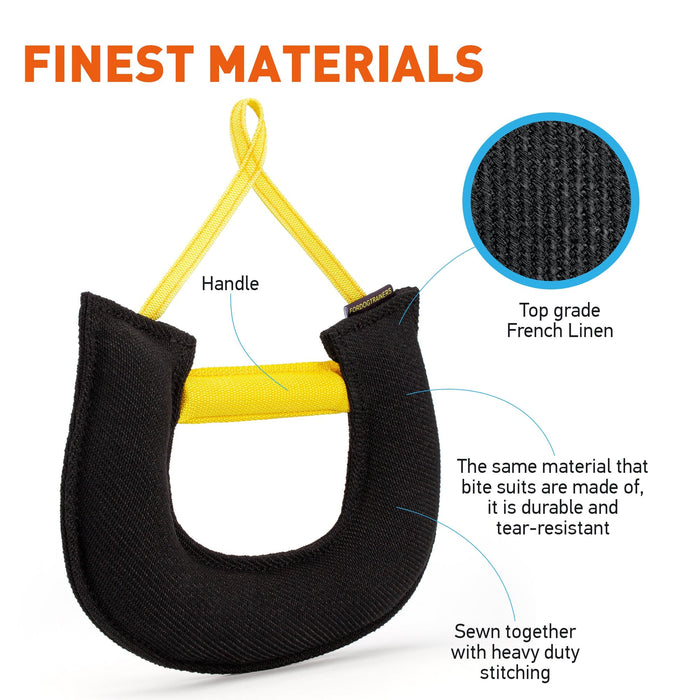 FDT French Linen Half-Moon Bite Tug Toy with Two Handles