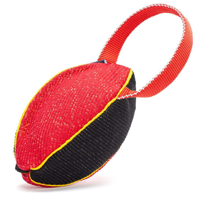 FDT Multi-Color French Linen Football Tug Toy - with Squeaker OR with Handle