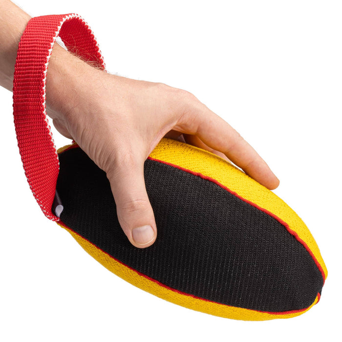 FDT Multi-Color French Linen Football Tug Toy - with Squeaker OR with Handle