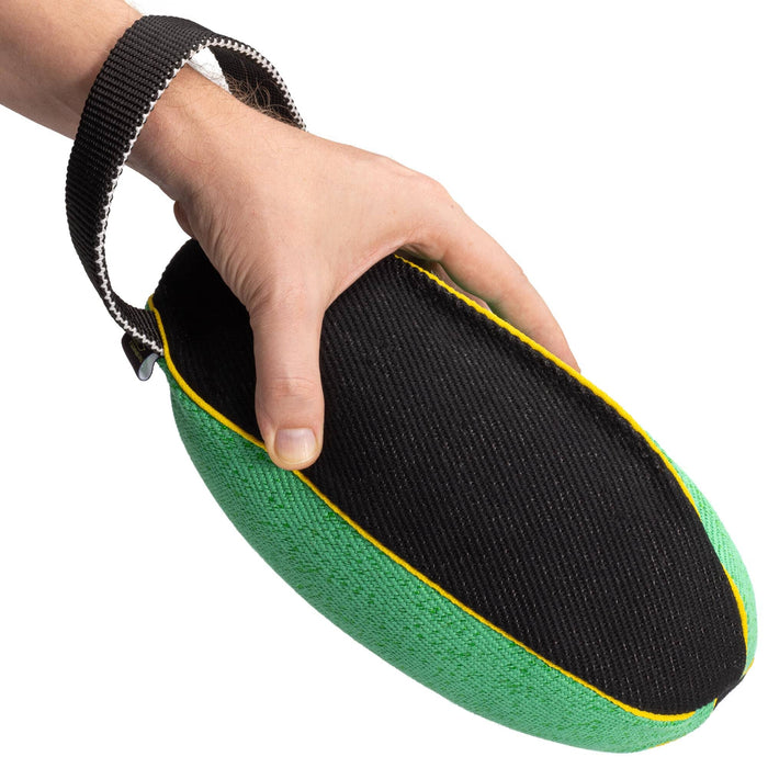 FDT Multi-Color French Linen Football Tug Toy - with Squeaker OR with Handle