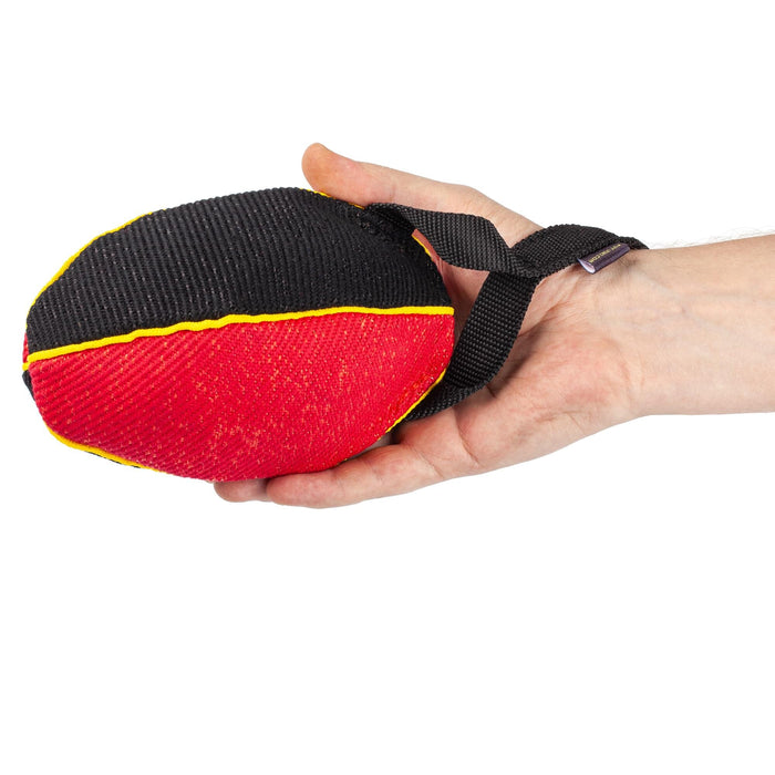 FDT Multi-Color French Linen Football Tug Toy - with Squeaker OR with Handle