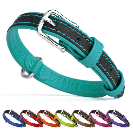 Soft Leather Dual-Color Flat Collar