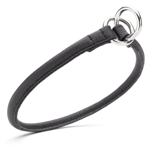 1/3 inch Black slip dog collar made from rolled leather