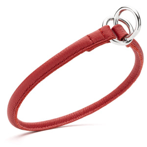 1/3 inch Red slip dog collar made from rolled leather