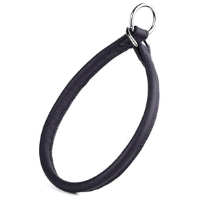 Black leather slip collar for dogs