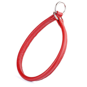 Red leather slip dog collar 