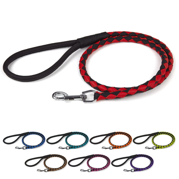 Soft Leather Dual-Color Braided Round Lead