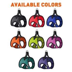 Mesh nylon harnesses for dogs with quick release buckle fastener, 8 colors available