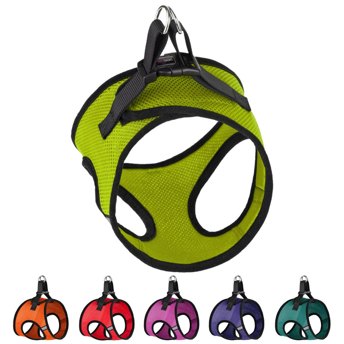 Mesh nylon harness for dogs with plastic quick release buckle, lime green and 7 other color options
