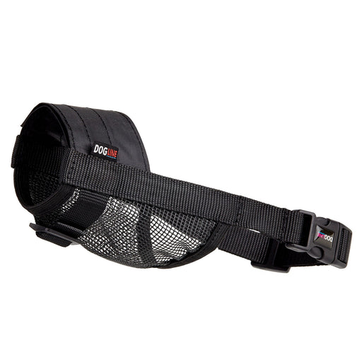 Black mesh dog muzzle made from nylon