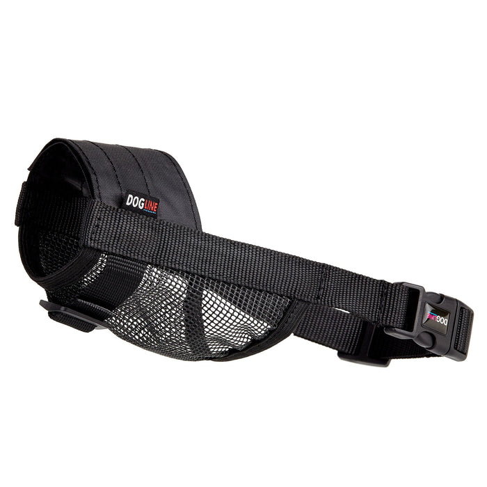 Black mesh dog muzzle made from nylon